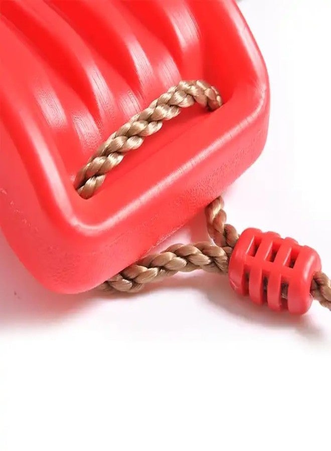 CHARMING TREASURES Kids Indoor Outdoor Plastic Swing Seat with Hight Adjustable Rope Strong Tree Swing for Playground Backyard Holds 120Kg for 3-12 Years Kids Children (Red) - Image 5